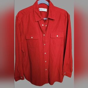 #131 Marsh Landing II Blues- Red Corduroy Snap Closure Top- Sz.1X
